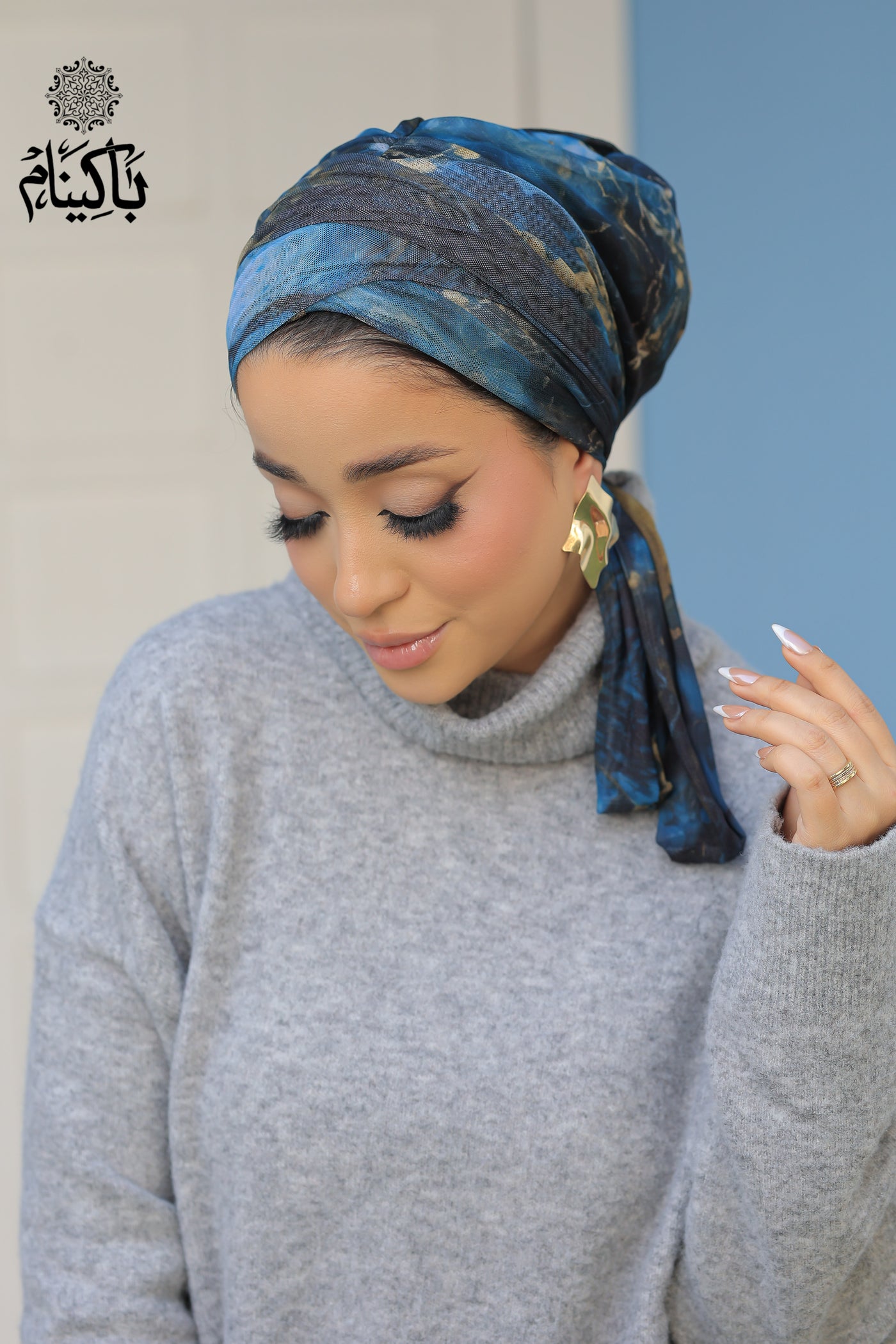 Bluish Tulle Turban