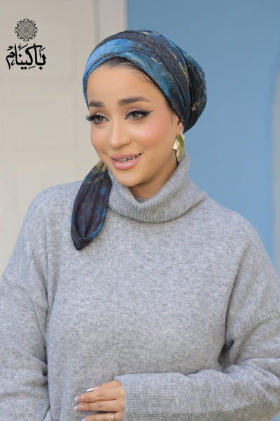 Bluish Tulle Turban