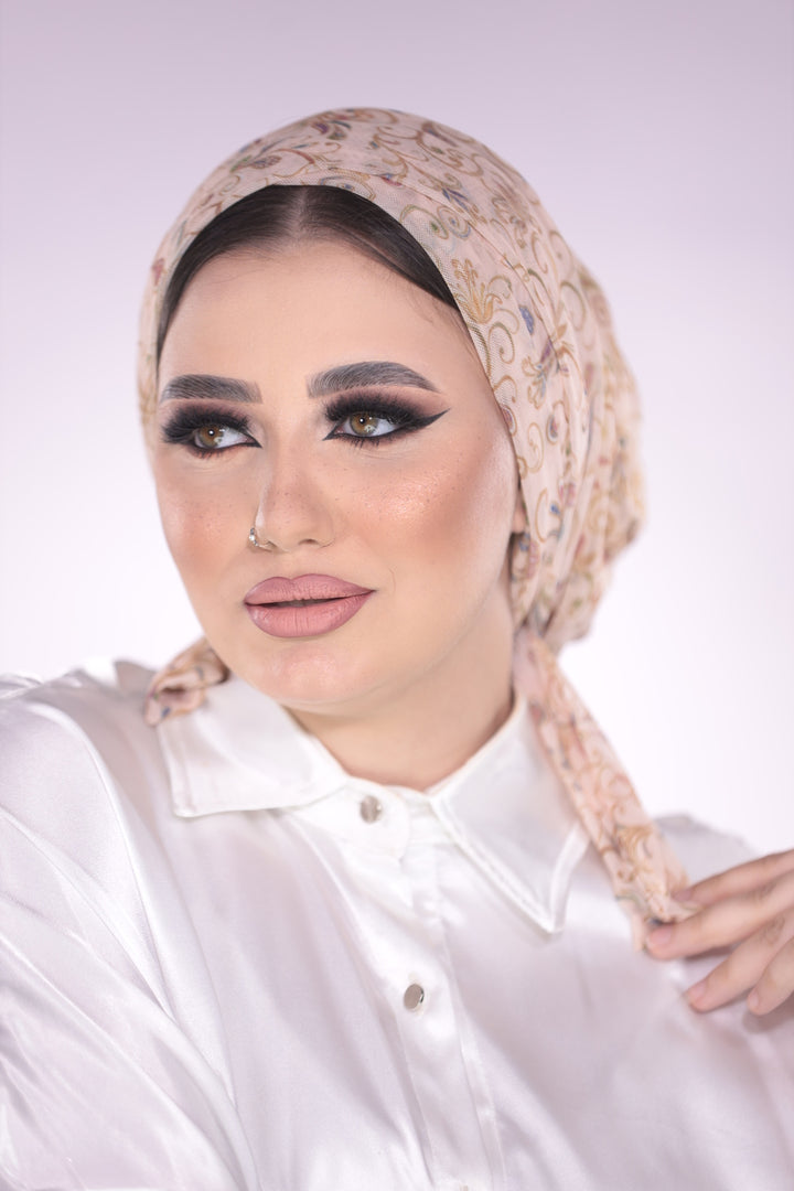 Coffee Glaze Tulle Turban