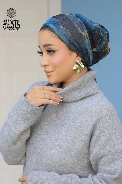 Bluish Tulle Turban