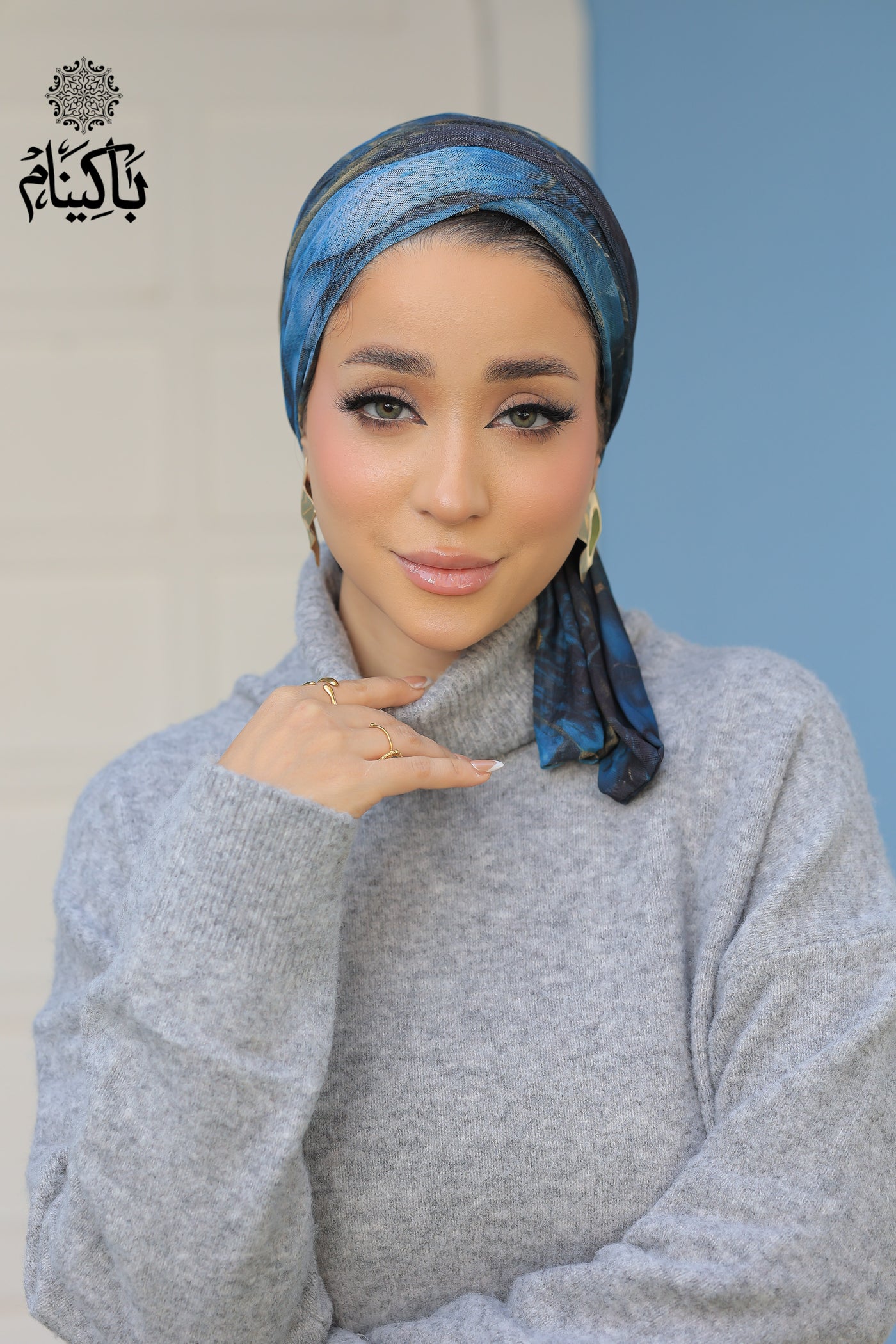 Bluish Tulle Turban