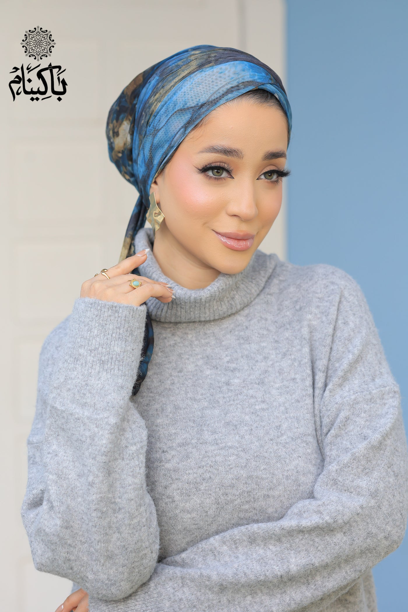 Bluish Tulle Turban