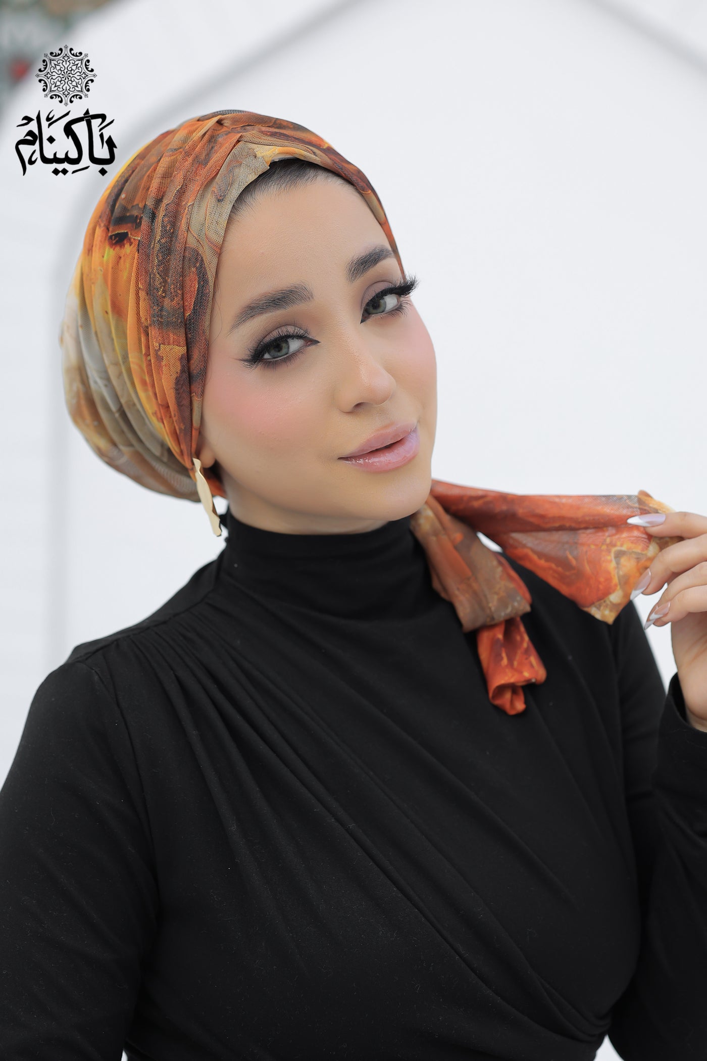 Mustard Marble Tulle Turban