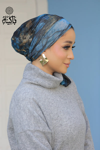 Bluish Tulle Turban