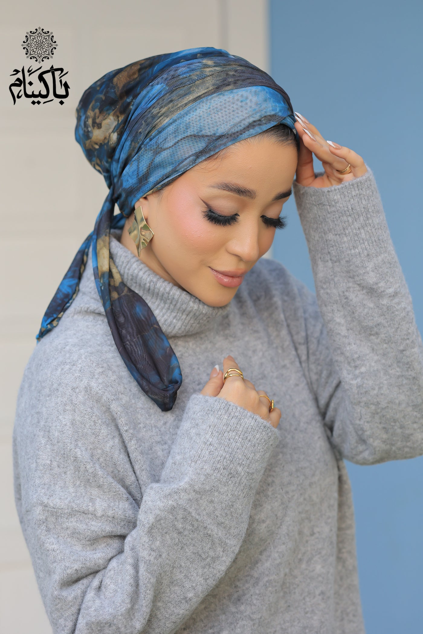 Bluish Tulle Turban