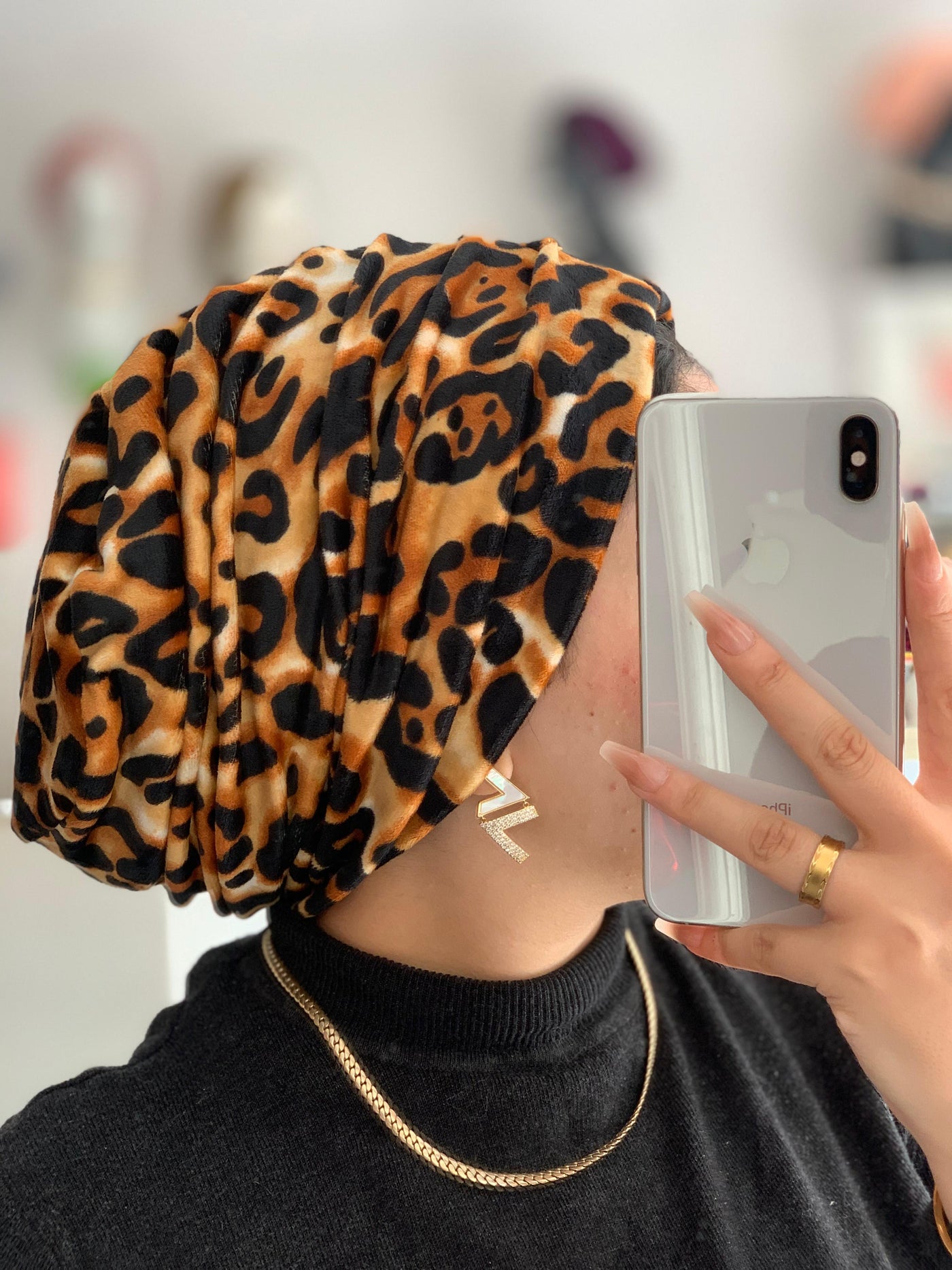 Velvet leopard Turban