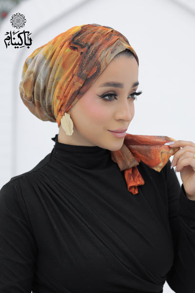 Mustard Marble Tulle Turban