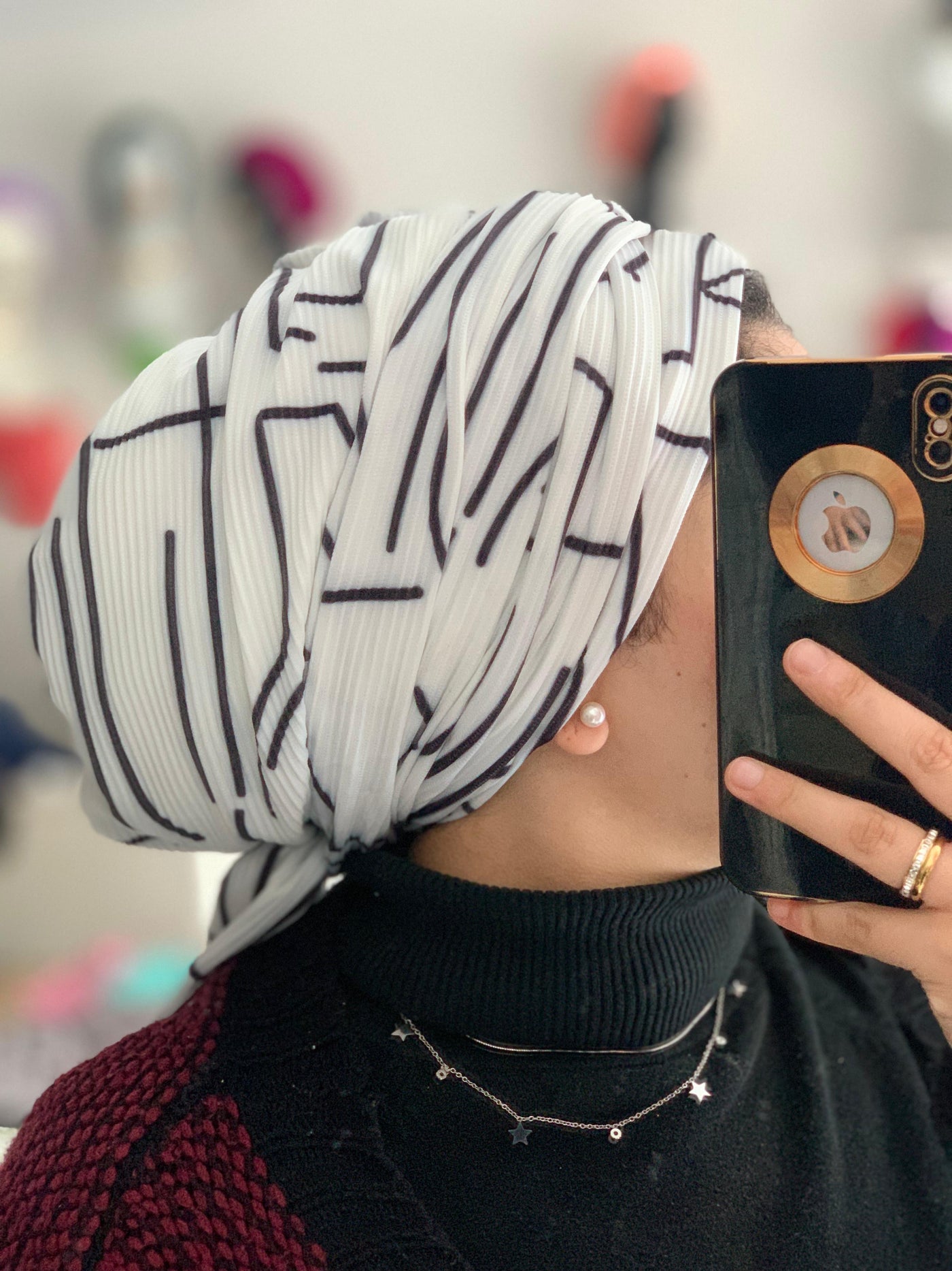 Pleated Geometric Turban