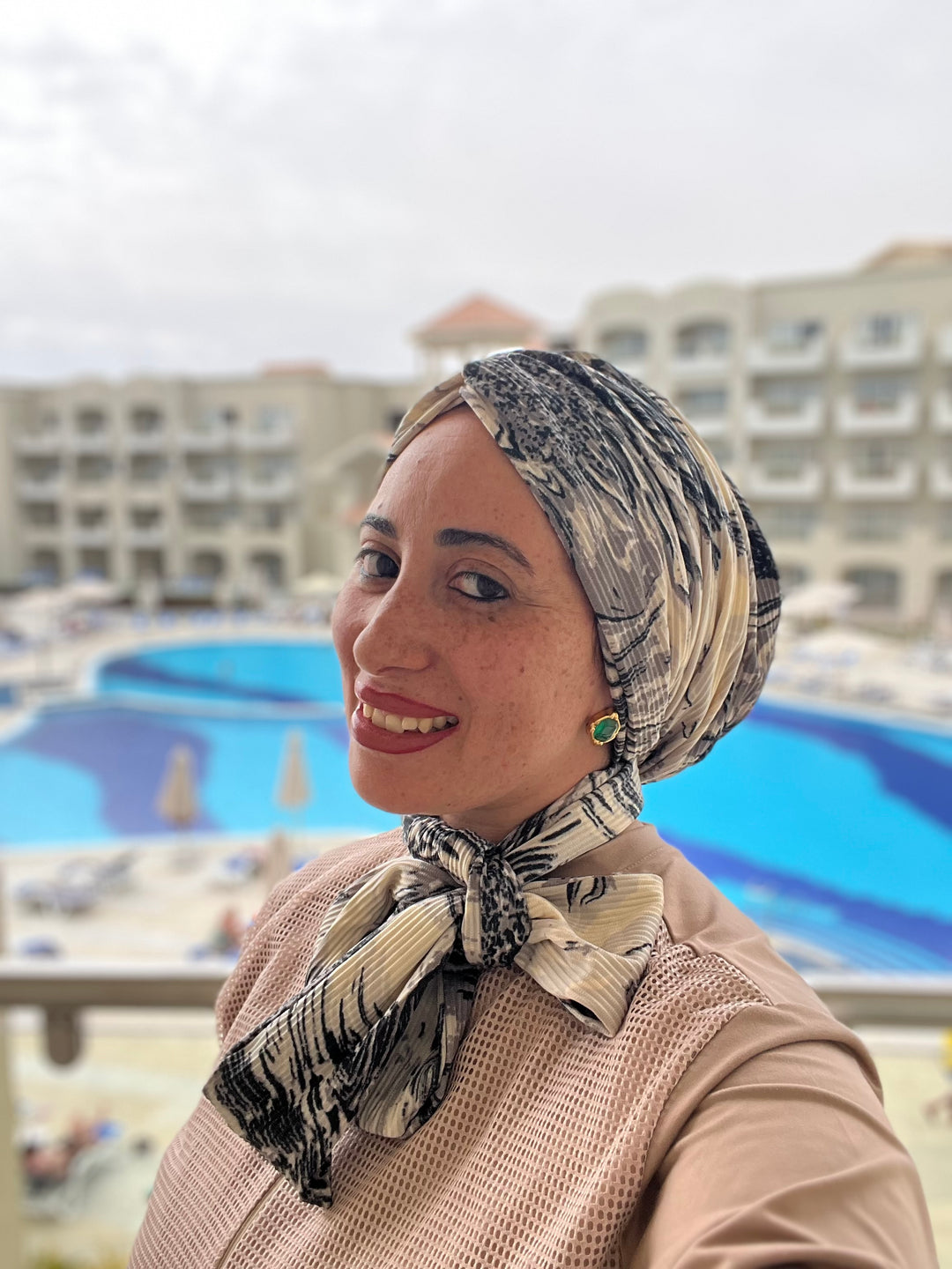Pleated Abstract Cotton Turban