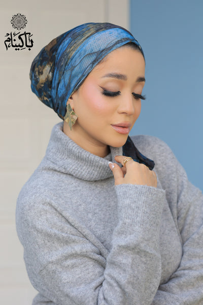 Bluish Tulle Turban