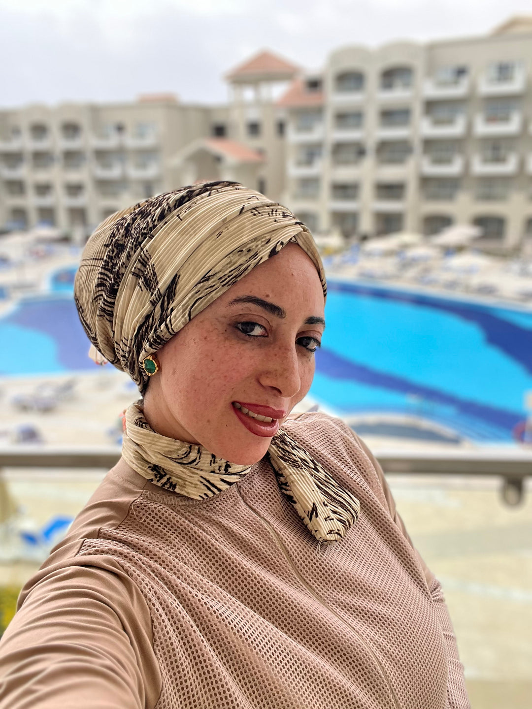 Pleated Abstract Cotton Turban