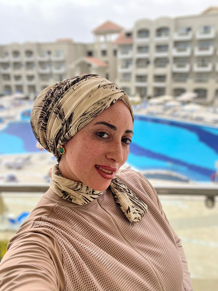 Pleated Abstract Cotton Turban
