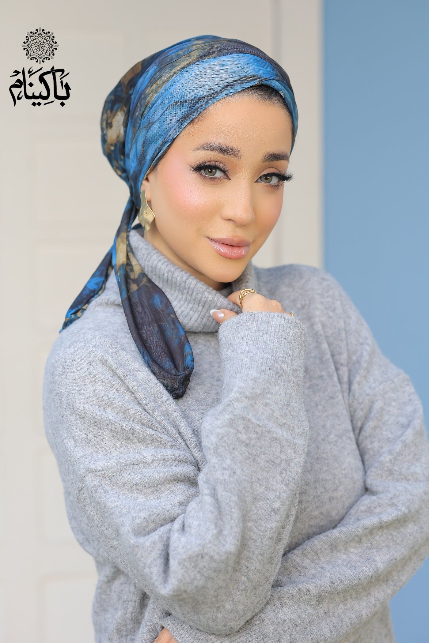 Bluish Tulle Turban