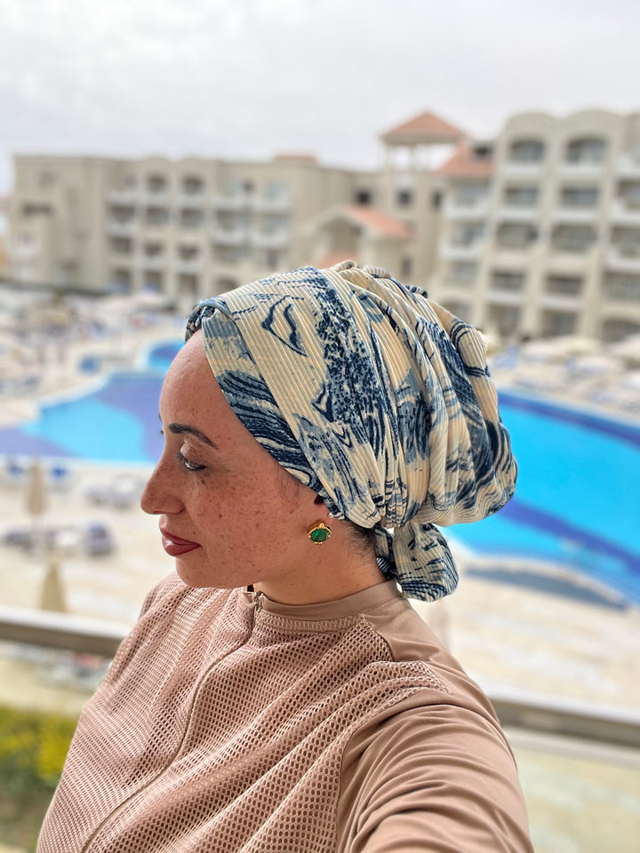 Pleated Abstract Cotton Turban