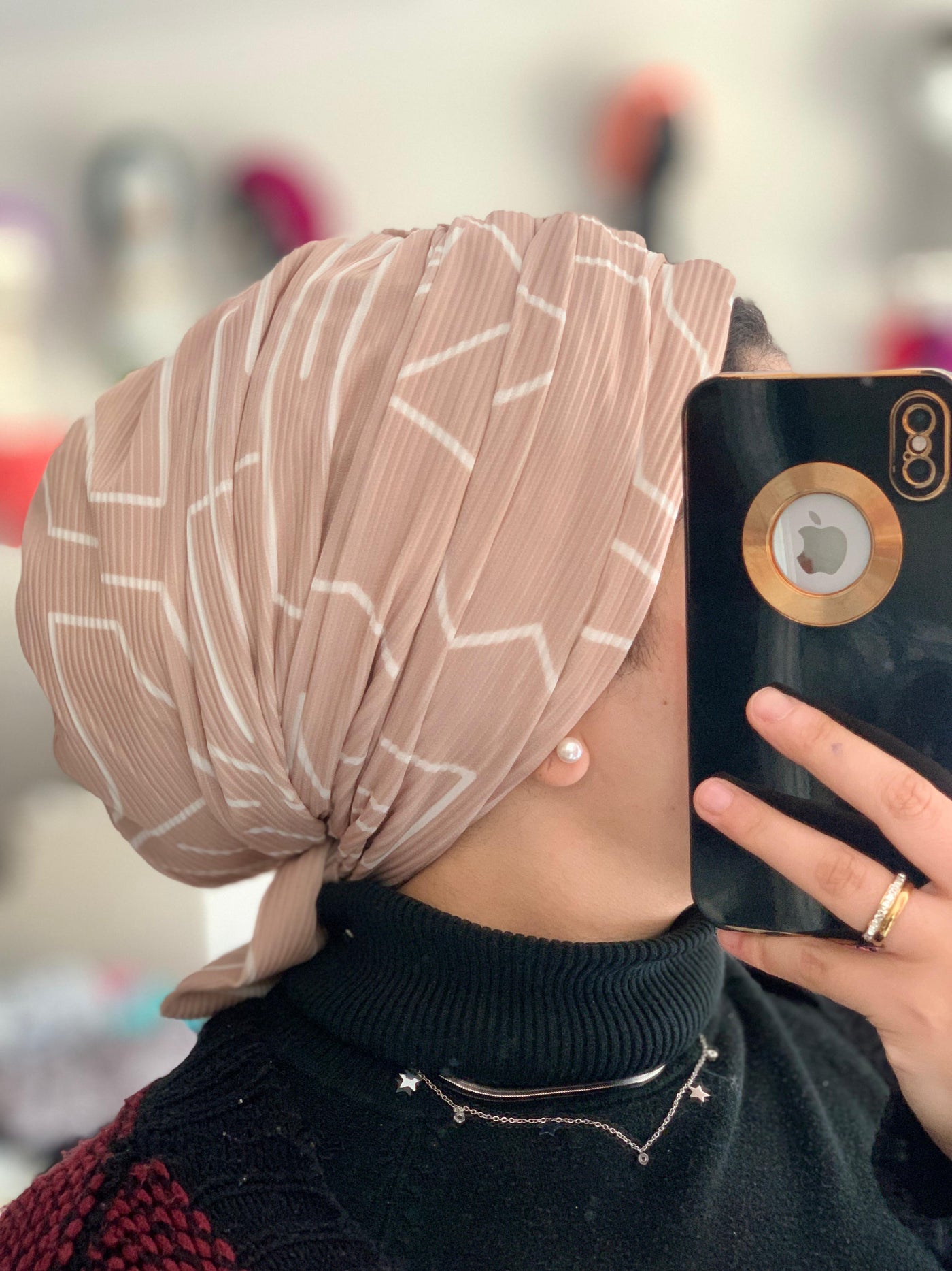Pleated Geometric Turban