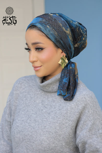 Bluish Tulle Turban