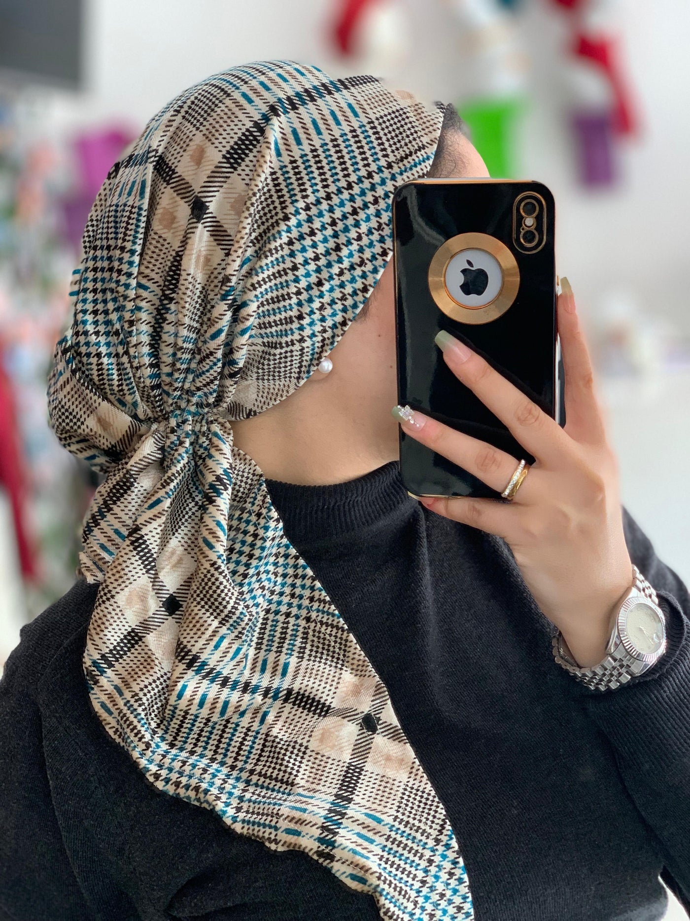 Plaid Velvet Scarfina Turban