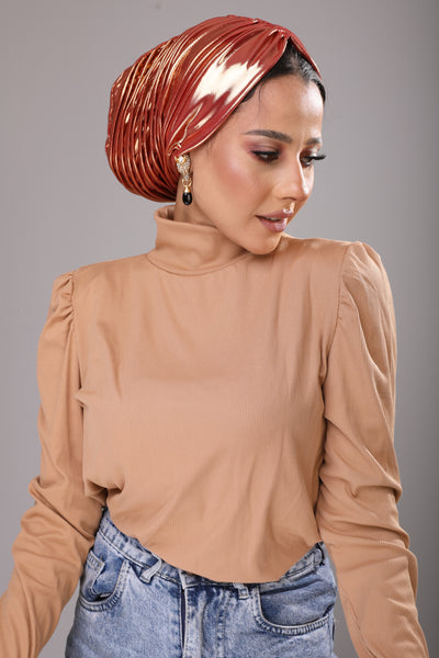 Rose Gold Self Drapped Turban