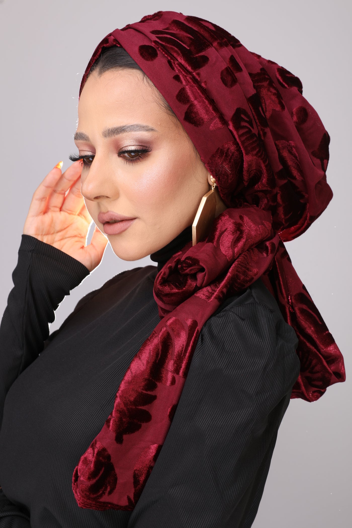 Red wine velvet wrap around