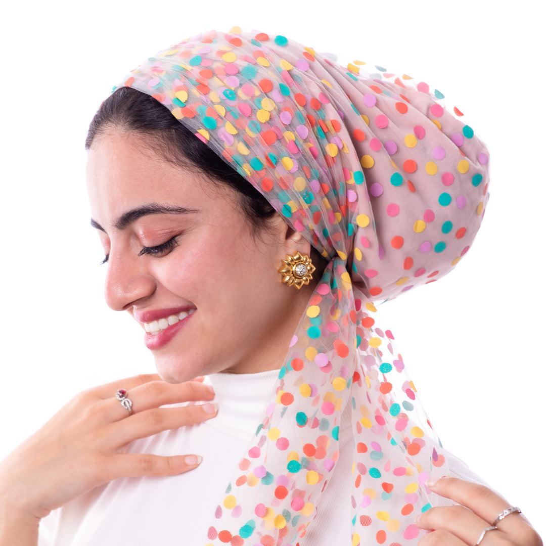 Nude with colored dots Tulle
