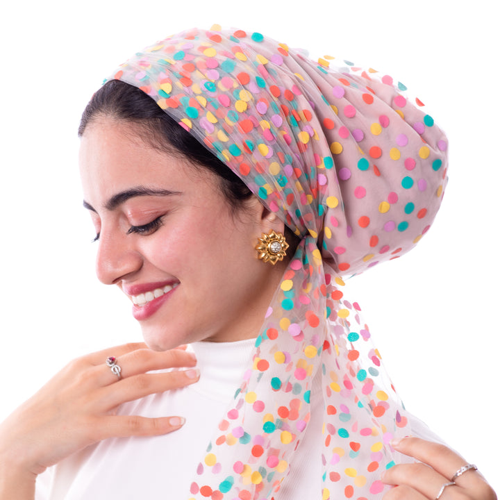 Nude with colored dots Tulle