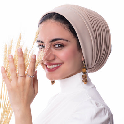 Beige Self drapped Turban