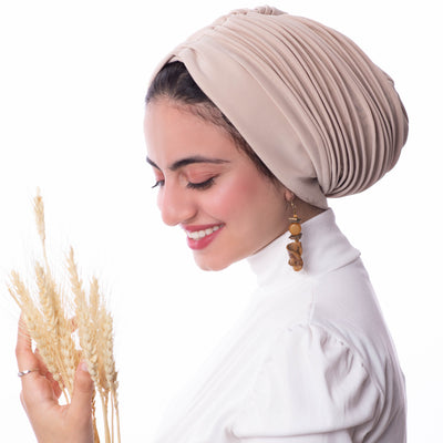 Beige Self drapped Turban