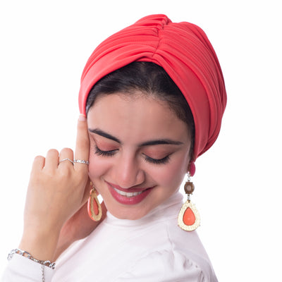 Peach Self drapped Turban