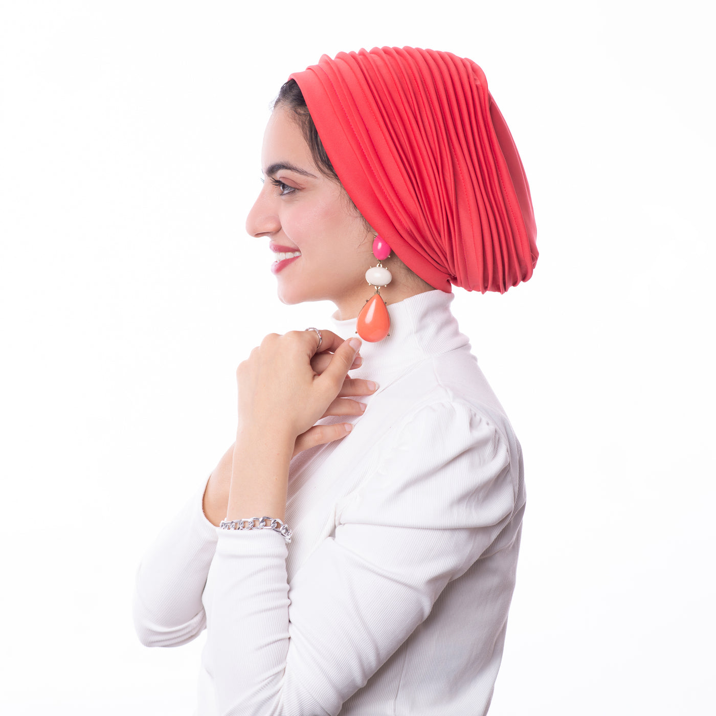 Peach Self drapped Turban