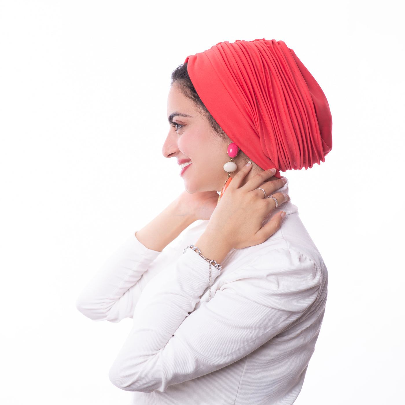 Peach Self drapped Turban