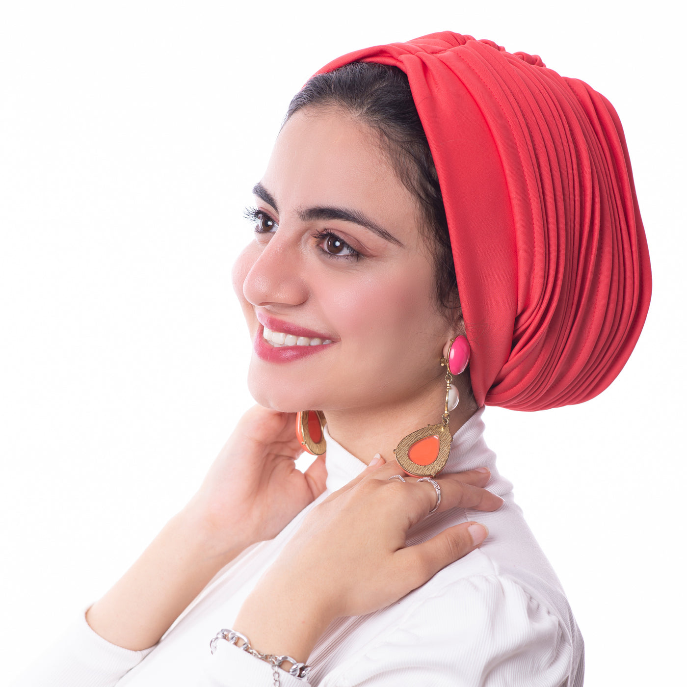 Peach Self drapped Turban