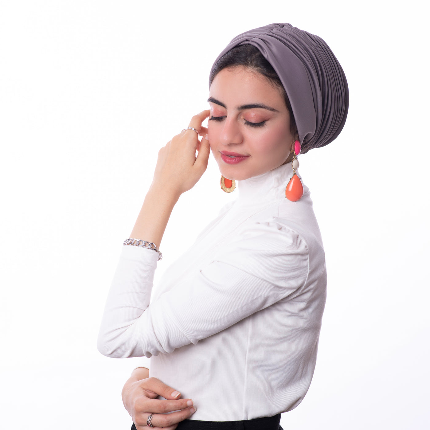 Greyish Café Self drapped Turban