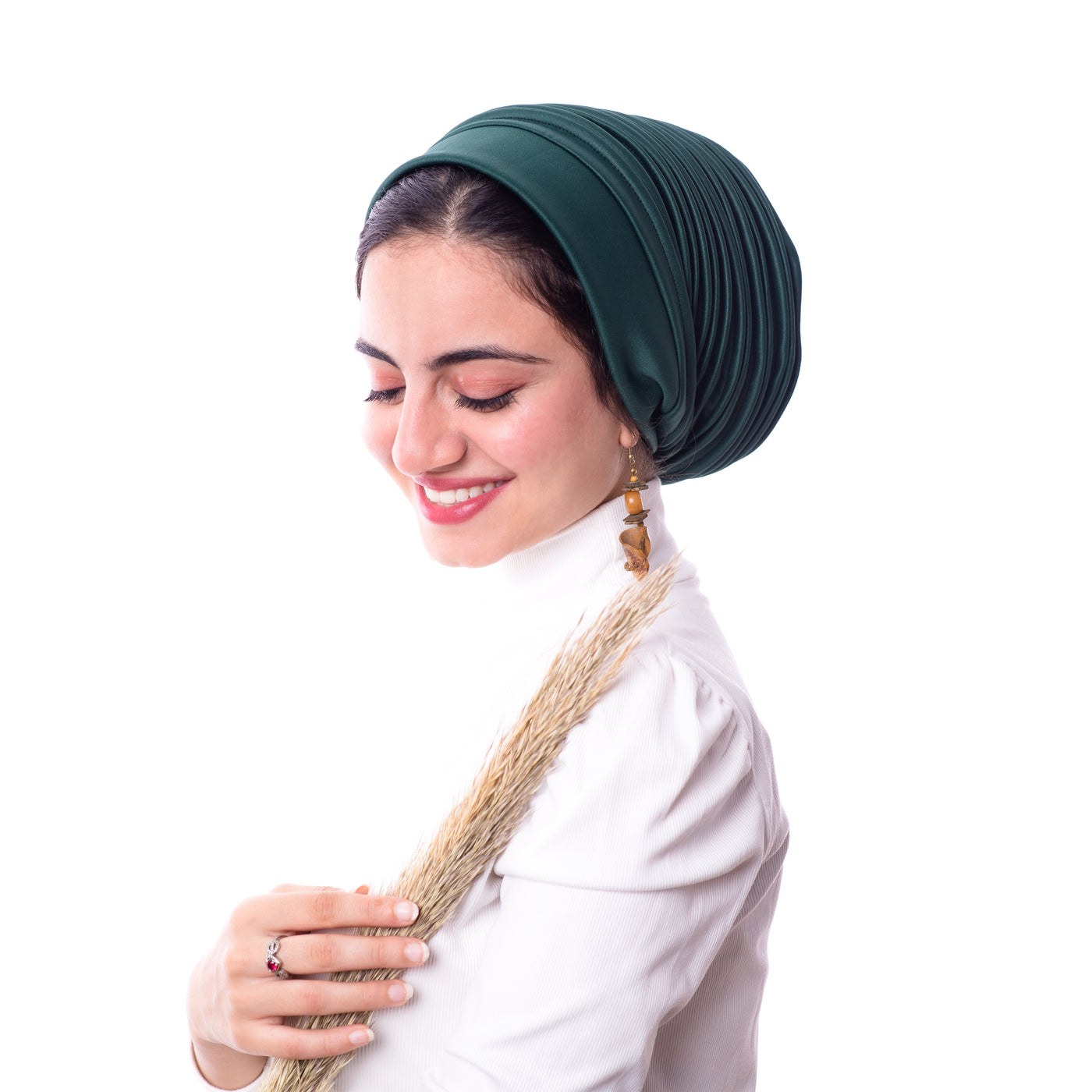 Dark green Self drapped Turban