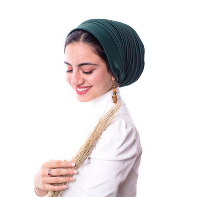 Dark green Self drapped Turban