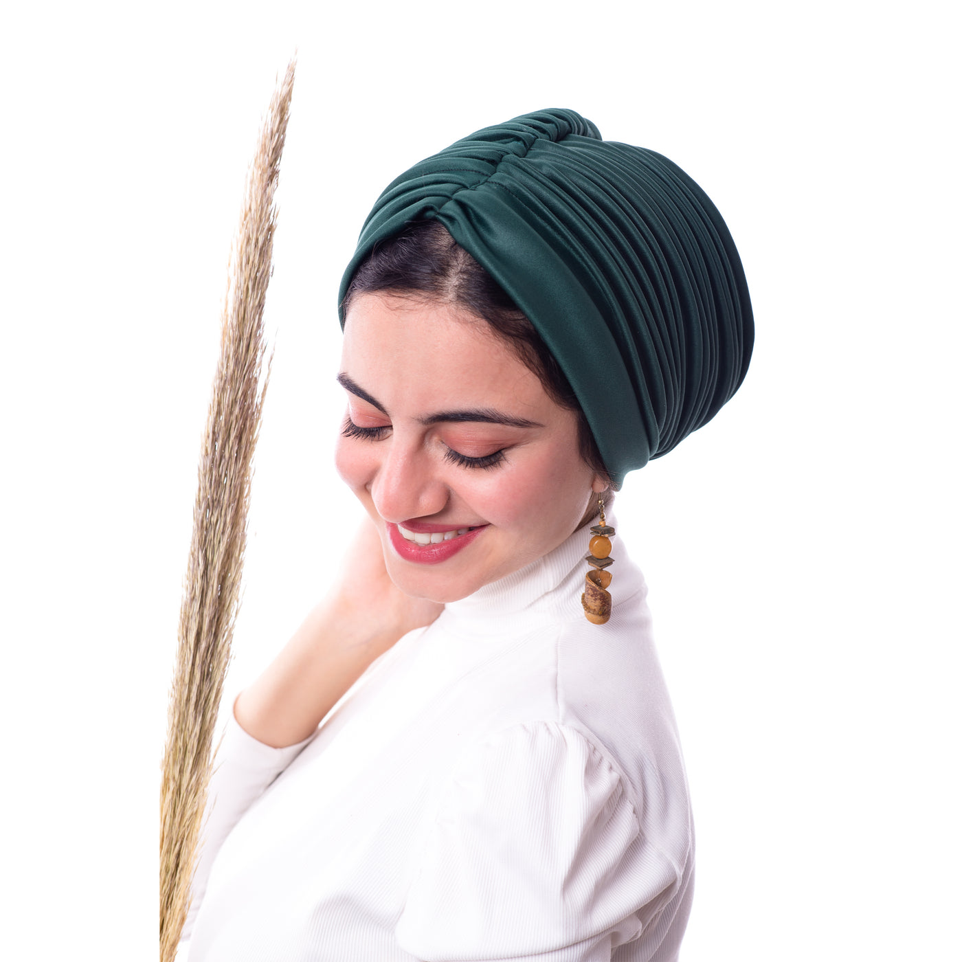 Dark green Self drapped Turban