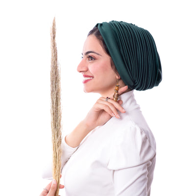 Dark green Self drapped Turban