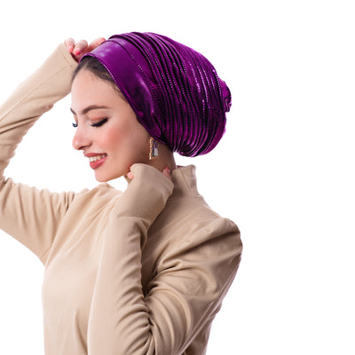 Purple Self drapped Turban