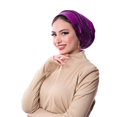 Purple Self drapped Turban