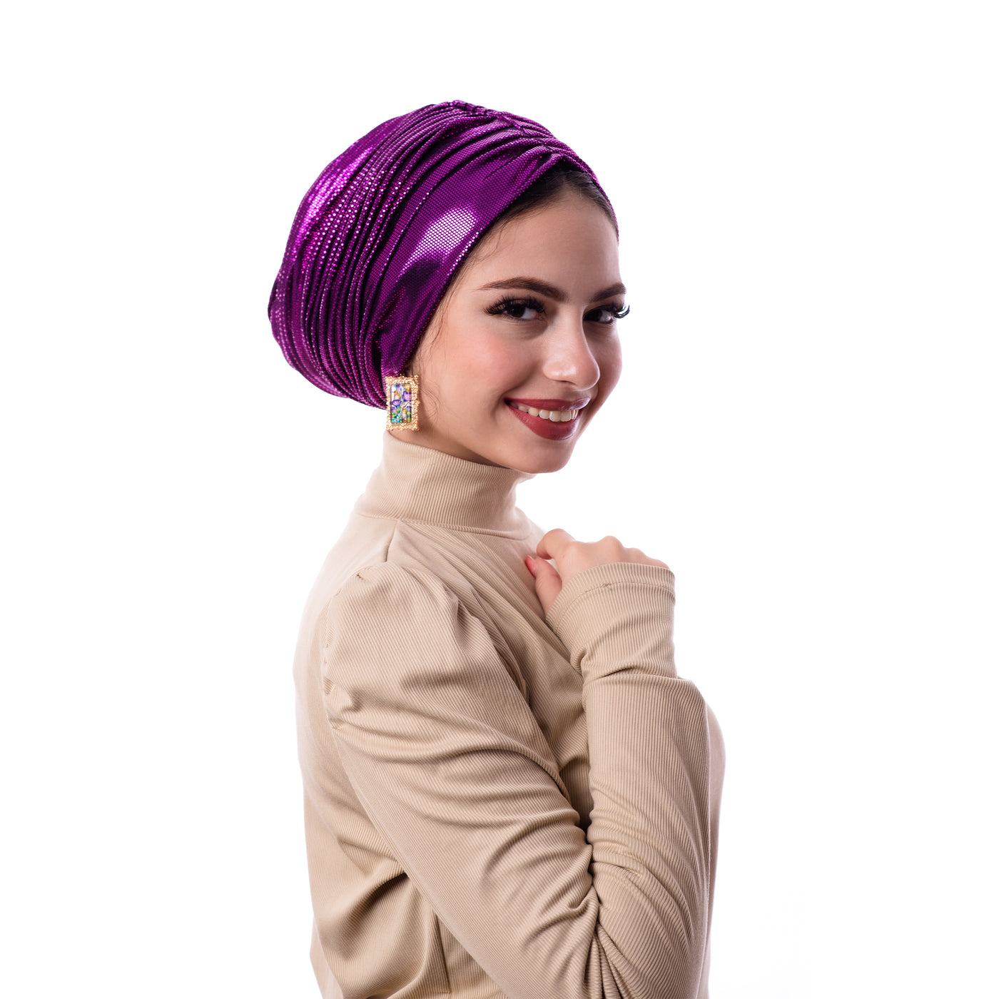 Purple Self drapped Turban