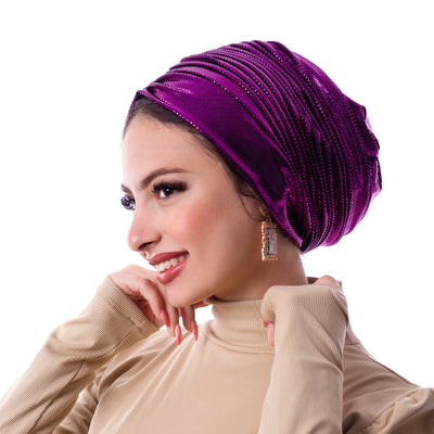 Purple Self drapped Turban