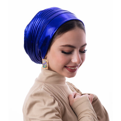 Royal Blue Self drapped Turban