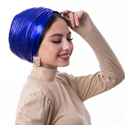 Royal Blue Self drapped Turban