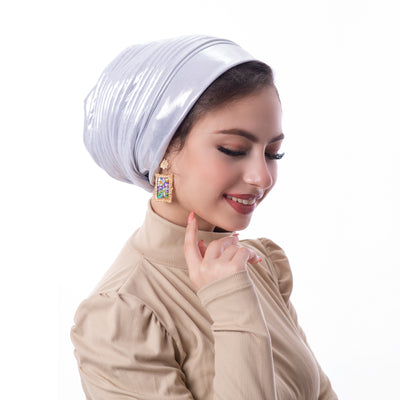 Frost Silver Self drapped Turban