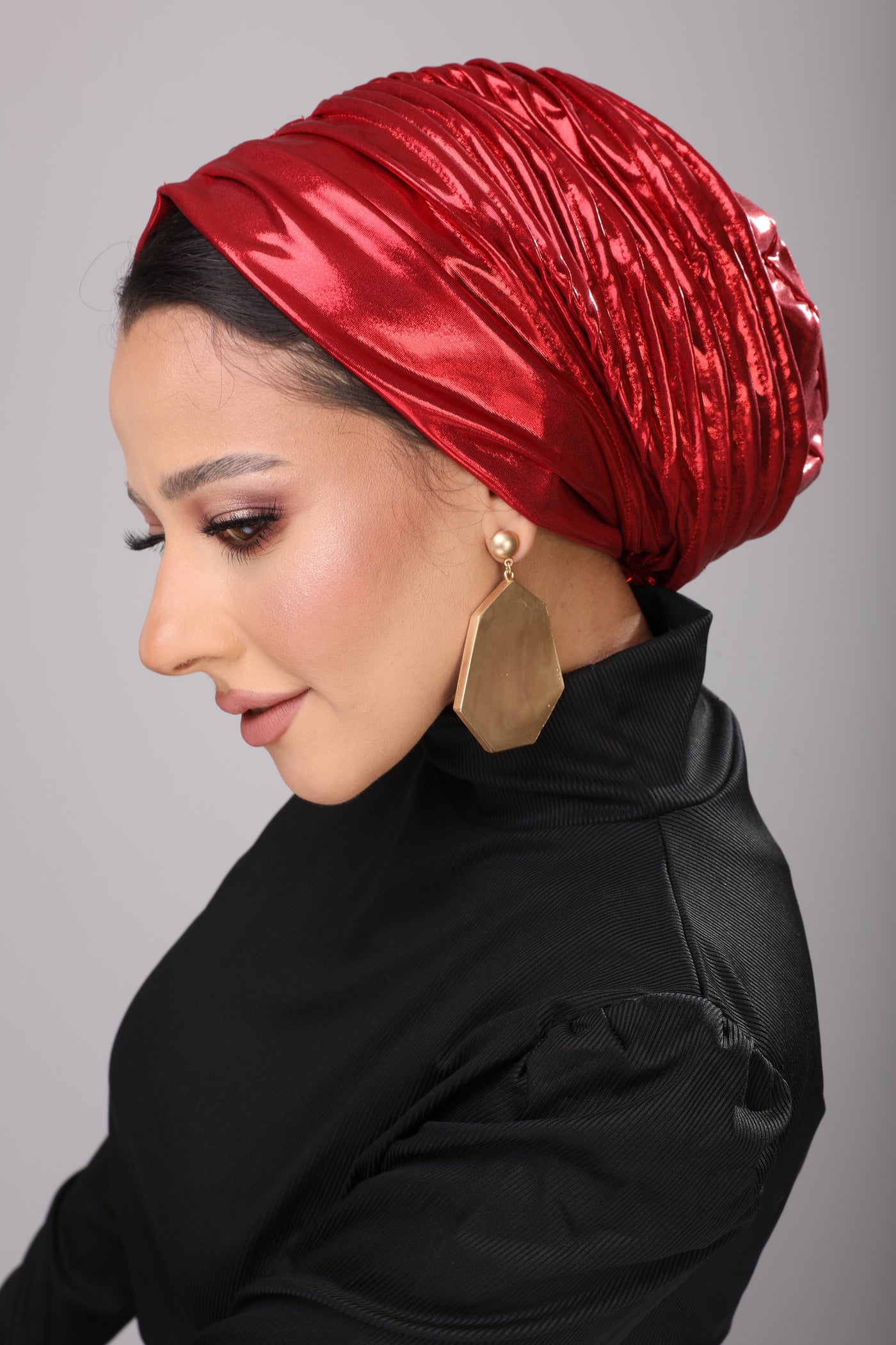 Red Self Draped turban