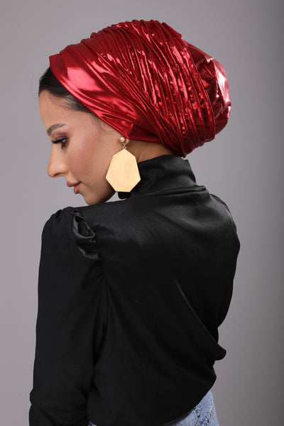 Red Self Draped turban