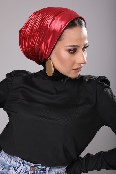 Red Self Draped turban